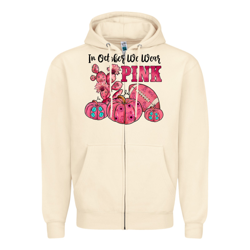 In October We Wear Pink Zipper Hoodie by JahusDesignShop | Teevron