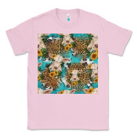 Bubblegum Pink charolais cow and sunflowers seamless pattern Classic Tee - HRA Design Shop