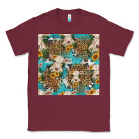 Burgundy charolais cow and sunflowers seamless pattern Classic Tee - HRA Design Shop