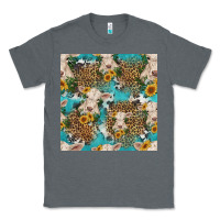 Charcoal Heather charolais cow and sunflowers seamless pattern Classic Tee - HRA Design Shop