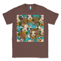 Chestnut charolais cow and sunflowers seamless pattern Classic Tee - HRA Design Shop