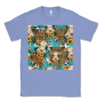 Colony Blue charolais cow and sunflowers seamless pattern Classic Tee - HRA Design Shop