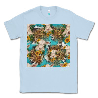 Dusty Blue charolais cow and sunflowers seamless pattern Classic Tee - HRA Design Shop