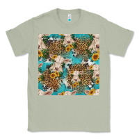 Matcha charolais cow and sunflowers seamless pattern Classic Tee - HRA Design Shop