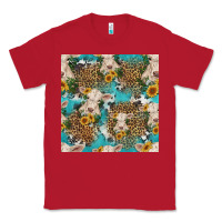 Red charolais cow and sunflowers seamless pattern Classic Tee - HRA Design Shop