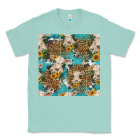Seafoam charolais cow and sunflowers seamless pattern Classic Tee - HRA Design Shop
