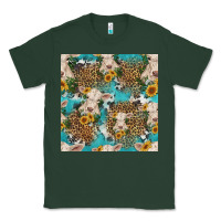 Sports Green charolais cow and sunflowers seamless pattern Classic Tee - HRA Design Shop
