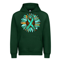 Forest Green Ovarian Liver Cancer Awareness Sunflower Urban Hoodie - RanaPortraitStore