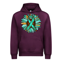 Mauve Wine Ovarian Liver Cancer Awareness Sunflower Urban Hoodie - RanaPortraitStore