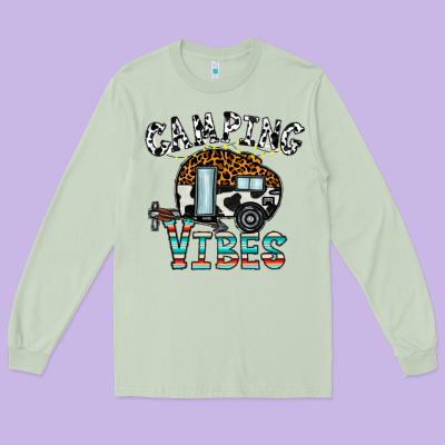 Camping Vibes Long Sleeve Tee Designed By Cowhidedigitalart