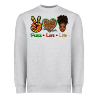 Heather Grey peace love locs Heavyweight Sweatshirt - texasbilliewilder