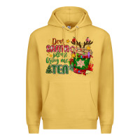 Antique Gold deer santa please bring me tea Premium Hoodie - MaliasSmallBusiness