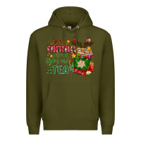 Army Green deer santa please bring me tea Premium Hoodie - MaliasSmallBusiness