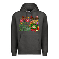Charcoal Heather deer santa please bring me tea Premium Hoodie - MaliasSmallBusiness