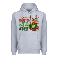Heather Grey deer santa please bring me tea Premium Hoodie - MaliasSmallBusiness