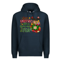 Navy deer santa please bring me tea Premium Hoodie - MaliasSmallBusiness