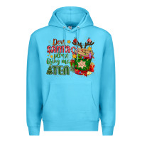 Ocean Blue deer santa please bring me tea Premium Hoodie - MaliasSmallBusiness