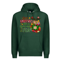Sports Green deer santa please bring me tea Premium Hoodie - MaliasSmallBusiness
