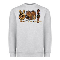 Heather Grey peace love melanin Heavyweight Sweatshirt - texasbilliewilder
