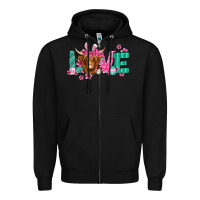 Black love easter floral longhaired cow Zipper Hoodie - Jasminsmagicworld