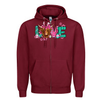 Burgundy love easter floral longhaired cow Zipper Hoodie - Jasminsmagicworld