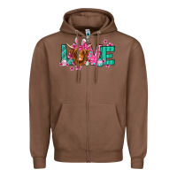 Chestnut love easter floral longhaired cow Zipper Hoodie - Jasminsmagicworld