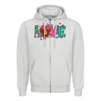 Dove Grey love easter floral longhaired cow Zipper Hoodie - Jasminsmagicworld