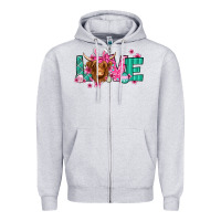 Heather Grey love easter floral longhaired cow Zipper Hoodie - Jasminsmagicworld