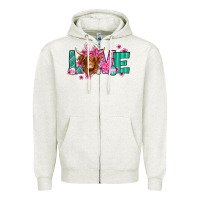 Oatmeal Heather love easter floral longhaired cow Zipper Hoodie - Jasminsmagicworld
