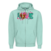Seafoam love easter floral longhaired cow Zipper Hoodie - Jasminsmagicworld