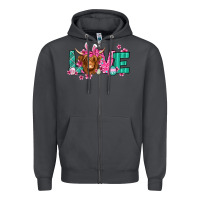 Smoke love easter floral longhaired cow Zipper Hoodie - Jasminsmagicworld