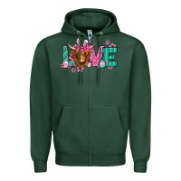 Sports Green love easter floral longhaired cow Zipper Hoodie - Jasminsmagicworld