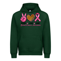 Forest Green Peace Love Cure Breast Cancer Urban Hoodie - RanaPortraitStore