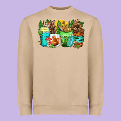 Bear Coffee Cups Heavyweight Sweatshirt Designed By Zillion Design Studio