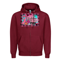 Burgundy in october we wear pink Zipper Hoodie - JahusDesignShop