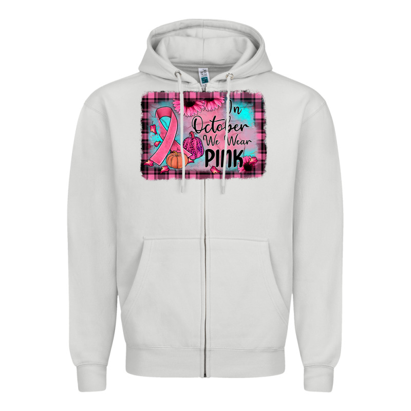 In October We Wear Pink Zipper Hoodie by JahusDesignShop | Teevron