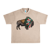 French Oak mexican bison with indian headdress Urban Heavy Tee - RanaPortraitStore
