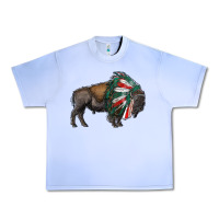 Grape Ice mexican bison with indian headdress Urban Heavy Tee - RanaPortraitStore