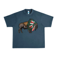 Mexican Bison With Indian Headdress Urban Heavy Tee | Teevron