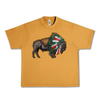 Peanut Butter mexican bison with indian headdress Urban Heavy Tee - RanaPortraitStore