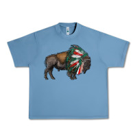 Pebble Blue mexican bison with indian headdress Urban Heavy Tee - RanaPortraitStore