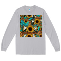 Sunflower Cowhide Mom Seamless Pattern Long Sleeve Tee | Teevron