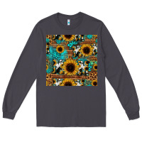 Smoke sunflower cowhide mom seamless pattern Long Sleeve Tee - HRA Design Shop