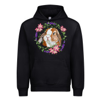 Black Bunny Face With Floral Wreath Urban Hoodie - RanaPortraitStore