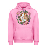 Fuchsia Pink Bunny Face With Floral Wreath Urban Hoodie - RanaPortraitStore
