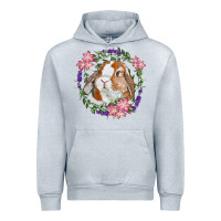 Heather Grey Bunny Face With Floral Wreath Urban Hoodie - RanaPortraitStore