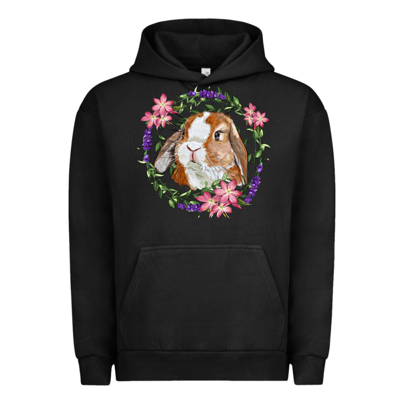 Bunny Face With Floral Wreath Urban Hoodie by RanaPortraitStore | Teevron