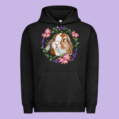 Bunny Face With Floral Wreath Urban Hoodie Designed By Ranaportraitstore