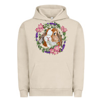 Pigment French Oak Bunny Face With Floral Wreath Urban Hoodie - RanaPortraitStore