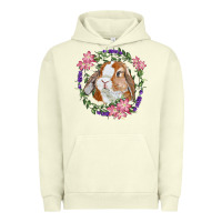 Pigment Pistachio Bunny Face With Floral Wreath Urban Hoodie - RanaPortraitStore